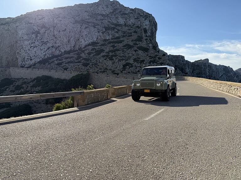 Defender Panterra Rica on famous Col des Reis on Mallorca during De Mooiste Wegen RTL4 show with Werner Budding